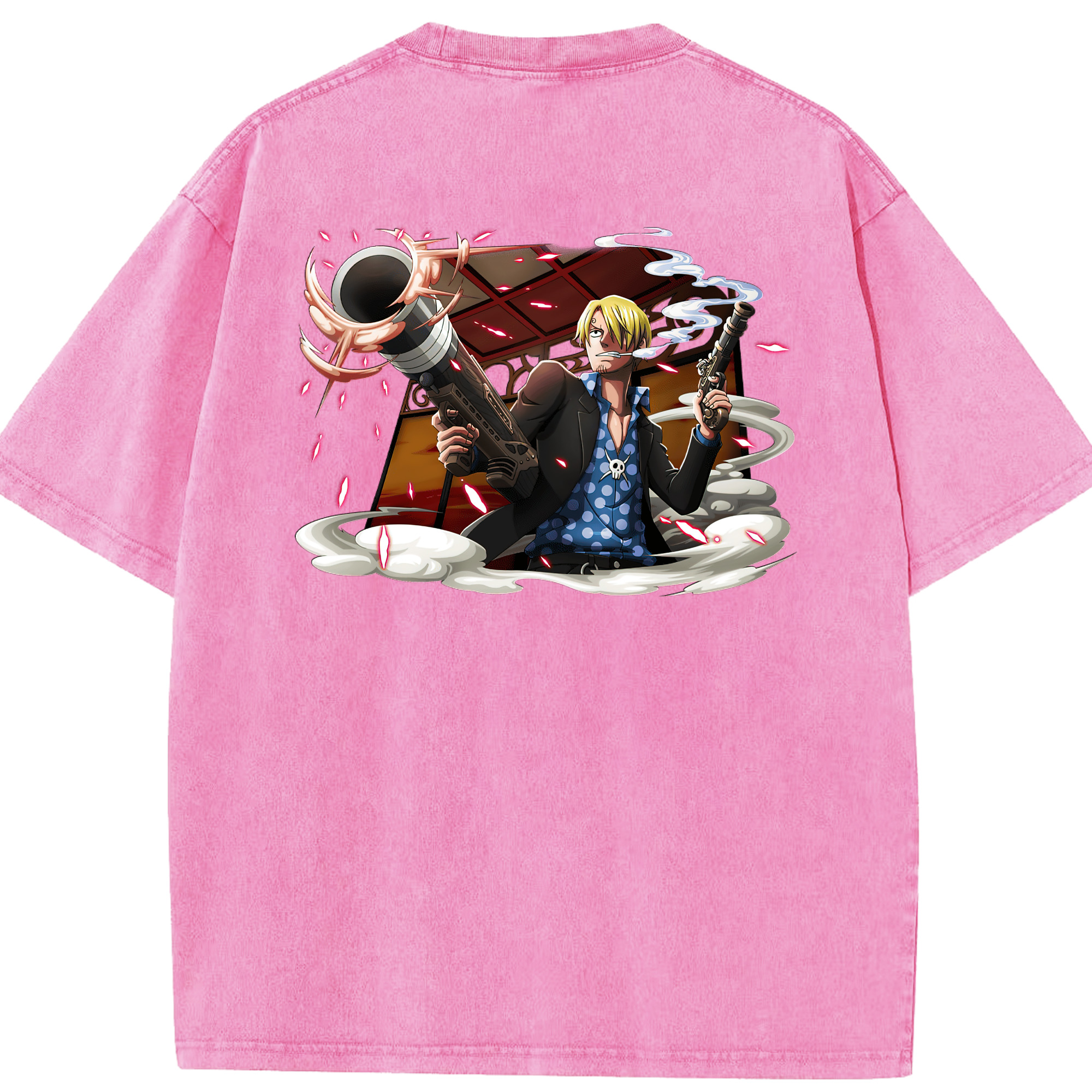 ワンピース サンジ ONE PIECE Sanji 綿100% ヴィンテージ風 半袖Tシャツ（背面プリント）